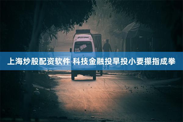 上海炒股配资软件 科技金融投早投小要攥指成拳